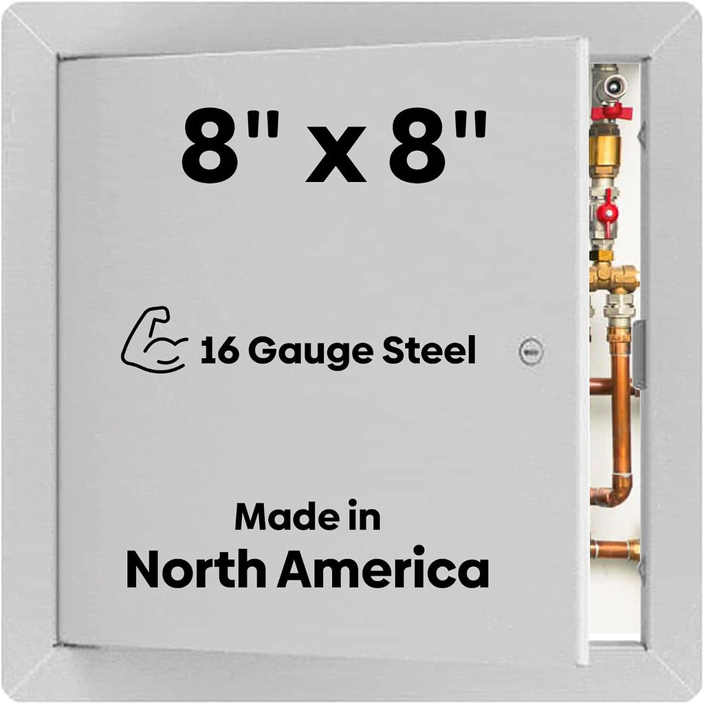 Best BA-AHD 8' x 8' Metal Access Panel with Concealed Pin Hinge, LEED Compliant 16-Gauge Steel Access Door for Non-Rated Drywall/Ceilings, White Drywall Panel with Rounded Corners, Screwdriver Latch