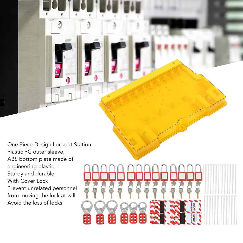 Lockout Tagout Station, Loto Kits, Lock Out Tag Out Kits, Security Lock Set, Including Padlocks Keys Hasps Hangtags Visual Lockout Kit Board, for Factory Warehouse