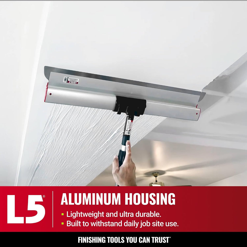 LEVEL5 Drywall Skimming Blade Set | 10, 16 & 24 Inch Skimming Blades, 37-63 Inch Extension Handle | Aluminum Body & Stainless Steel Blade | For Smoothing Walls and Ceilings | 5-440