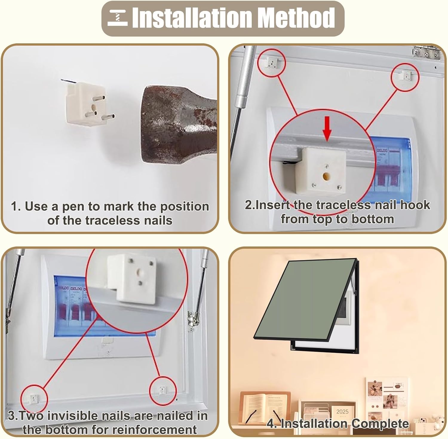 Wall Vertical Electric Box Cover for Indoor, Hide Breaker Panel for Fuse Box & Water Meter Box, Wall Mounted Junction Box for Unit Cover Replacement(Dark Gray,30x40cm(11.8x15.8))