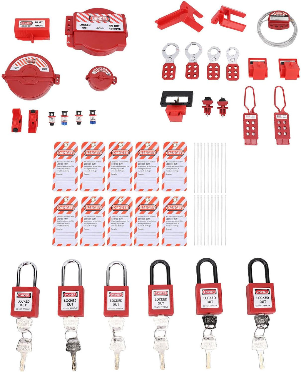 Yinhing Lockout Tagout Kit Electrical Loto, Clamp On Circuit Breaker Lockout Group Hasps Safety Padlocks Set with Tool Box for Industry