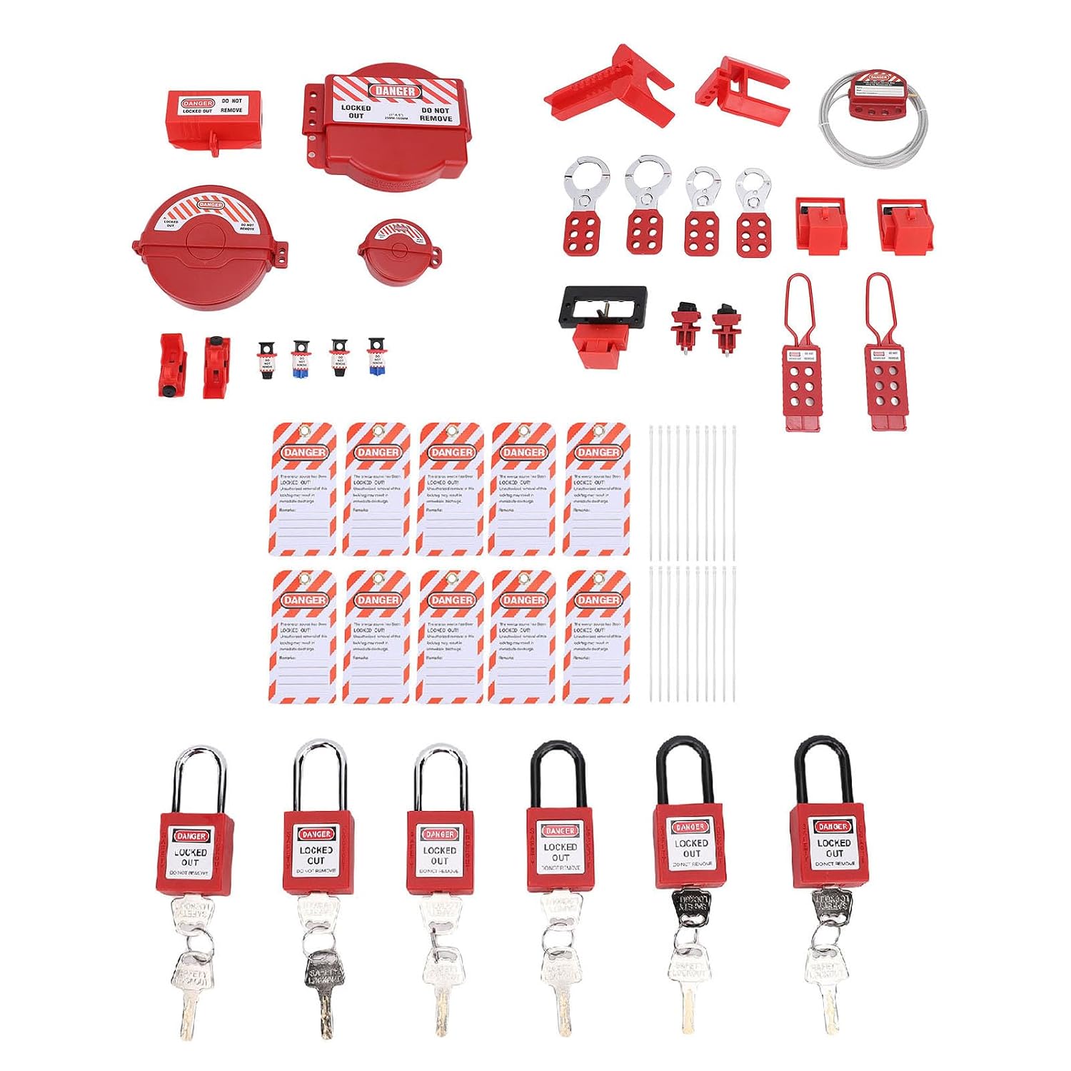 Lockout Tagout Kit Electrical Loto, Clamp On Circuit Breaker Lockout, Hasps, Loto Tags, Safety Padlocks, Plug Lock, Ball Valve, Tool Box, for Electrical, Industrial