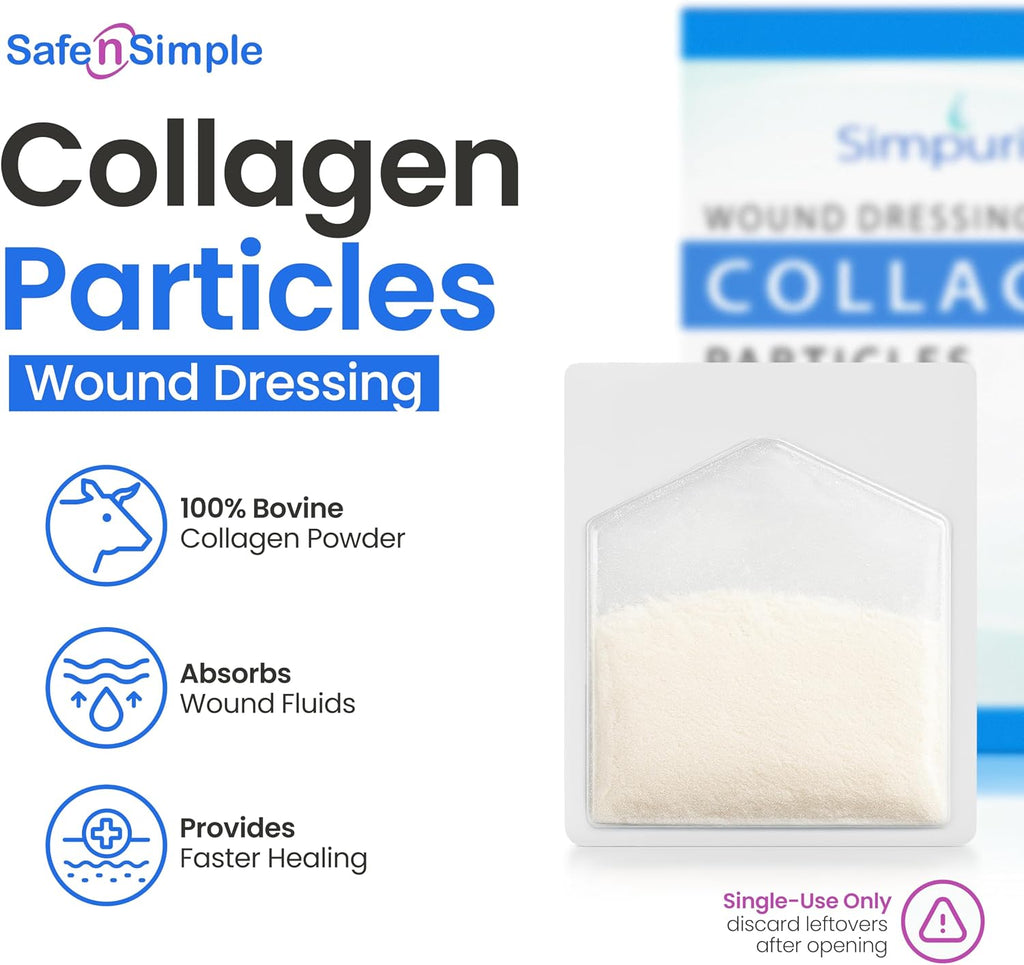 Collagen Dressing Powder for Wounds - 1g Packets - 10 Count - Medical Grade Bovine Collagen Powder Dressing for Wound Care, Non-Adherent Collagen Wound Dressing Supplies