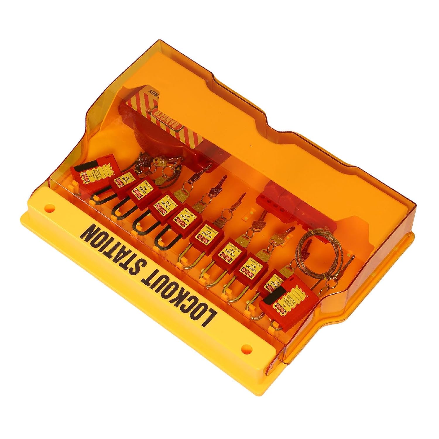 Lockout Tagout Station with Loto Devices, Lock Out Tag Out Kit Wall Board, 8 Padlocks, 20 3 Hasps 6 Circuit Breaker Locks, Electrical Lockouts Kit