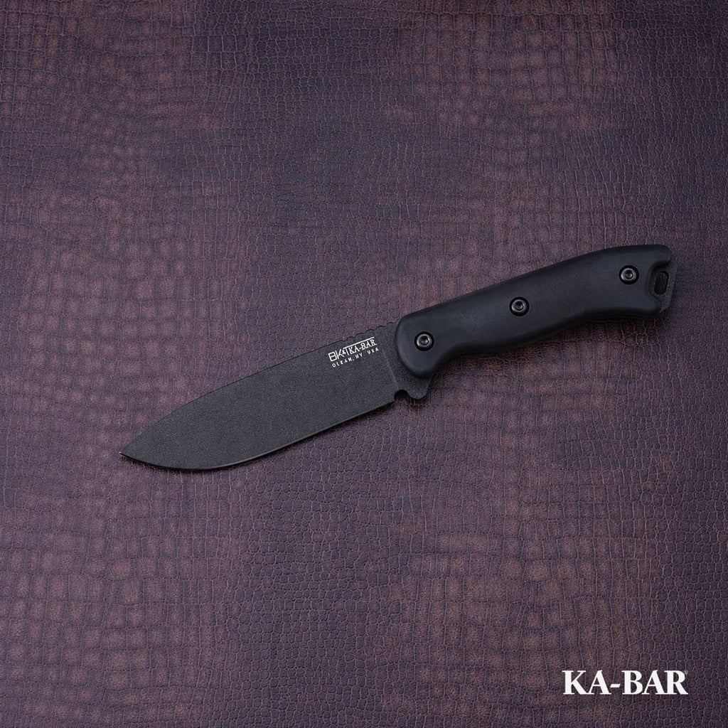 KA-BAR BK16 Becker Fixed Blade Knife 4.4' Drop Point 1095 Cro-Van Black Powder Coat Blade Grivory Handle Black