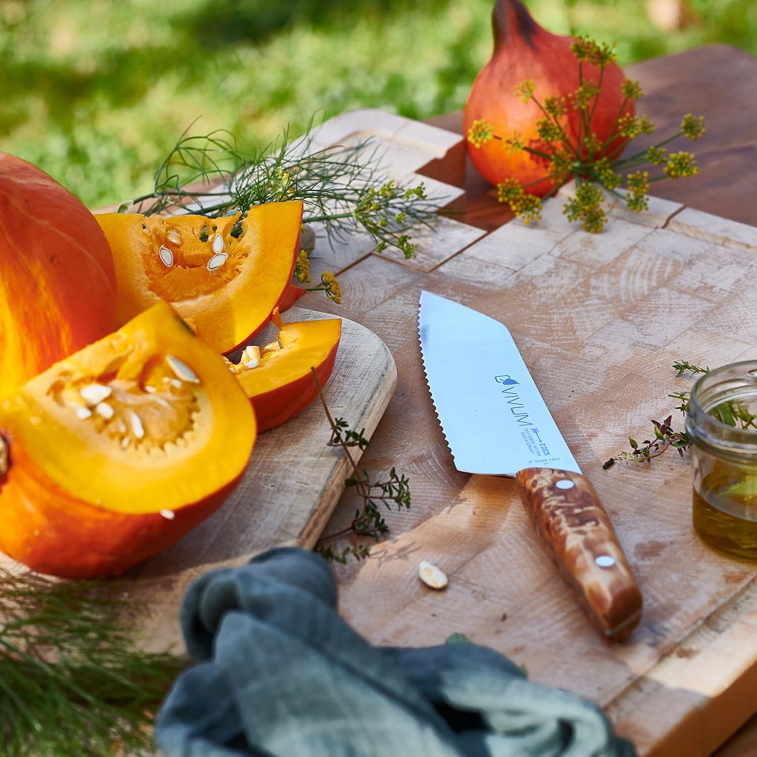 F. DICK – VIVUM Allround Knife – Universal Knife with scalloped edge - 7' blade & 58 HRC - all foods with a hard crust or shell - Stainless steel - Ultra sharp - Birchwood handle – Made in Germany