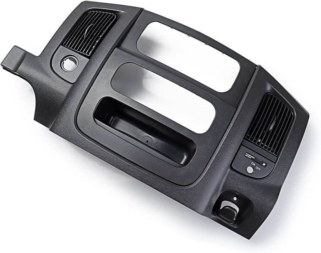 Dash Center Radio Bezel Trim Panel Compatible for 2002-2005 Dodge Ram 1500, 2003-2005 Ram 2500 3500 Replacement Dash Cover Kit w/Mounting Screw Dashboard Radio Surround Interior Black