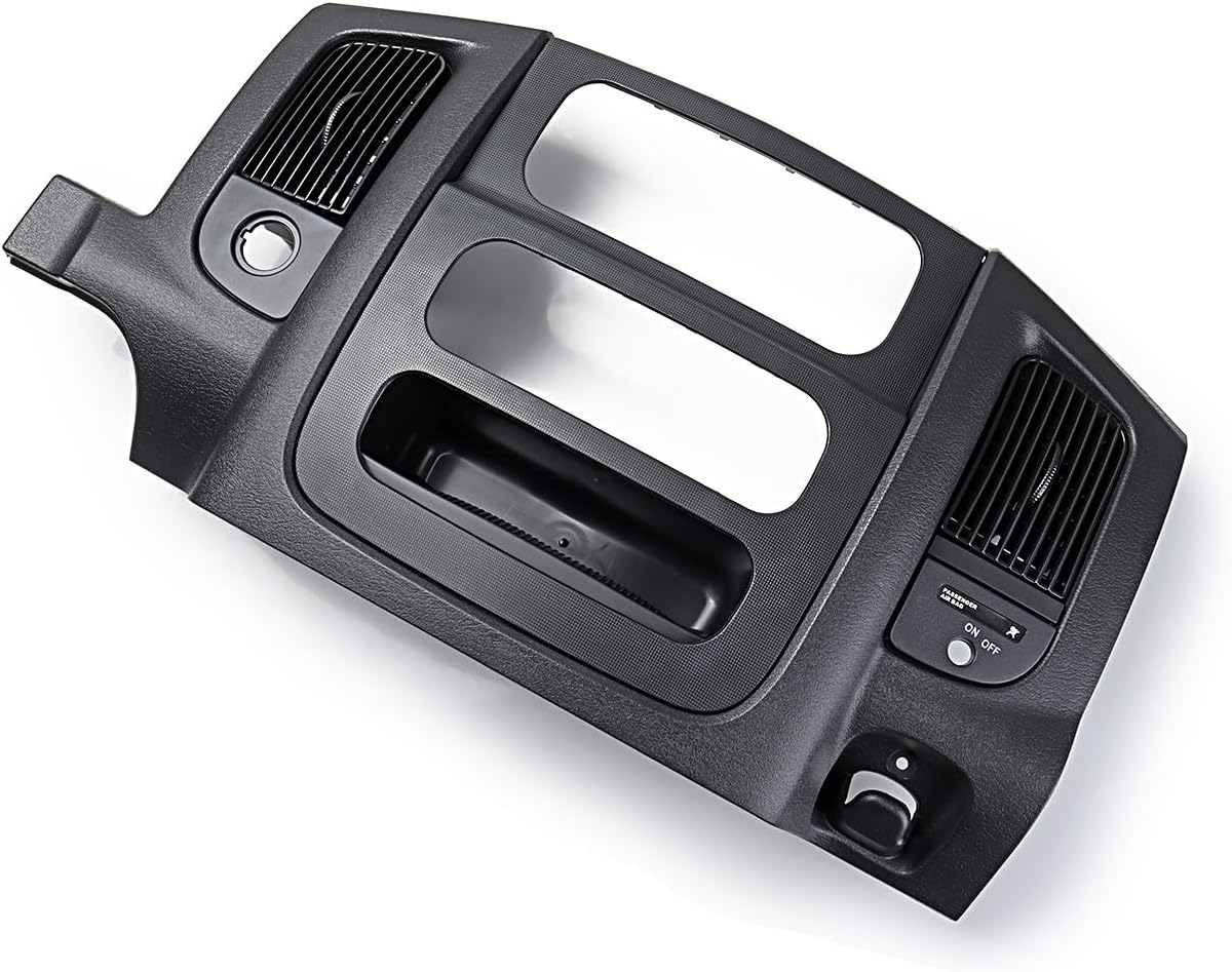 Dash Center Radio Bezel Trim Panel Compatible for 2002-2005 Dodge Ram 1500, 2003-2005 Ram 2500 3500 Replacement Dash Cover Kit w/Mounting Screw Dashboard Radio Surround Interior Black