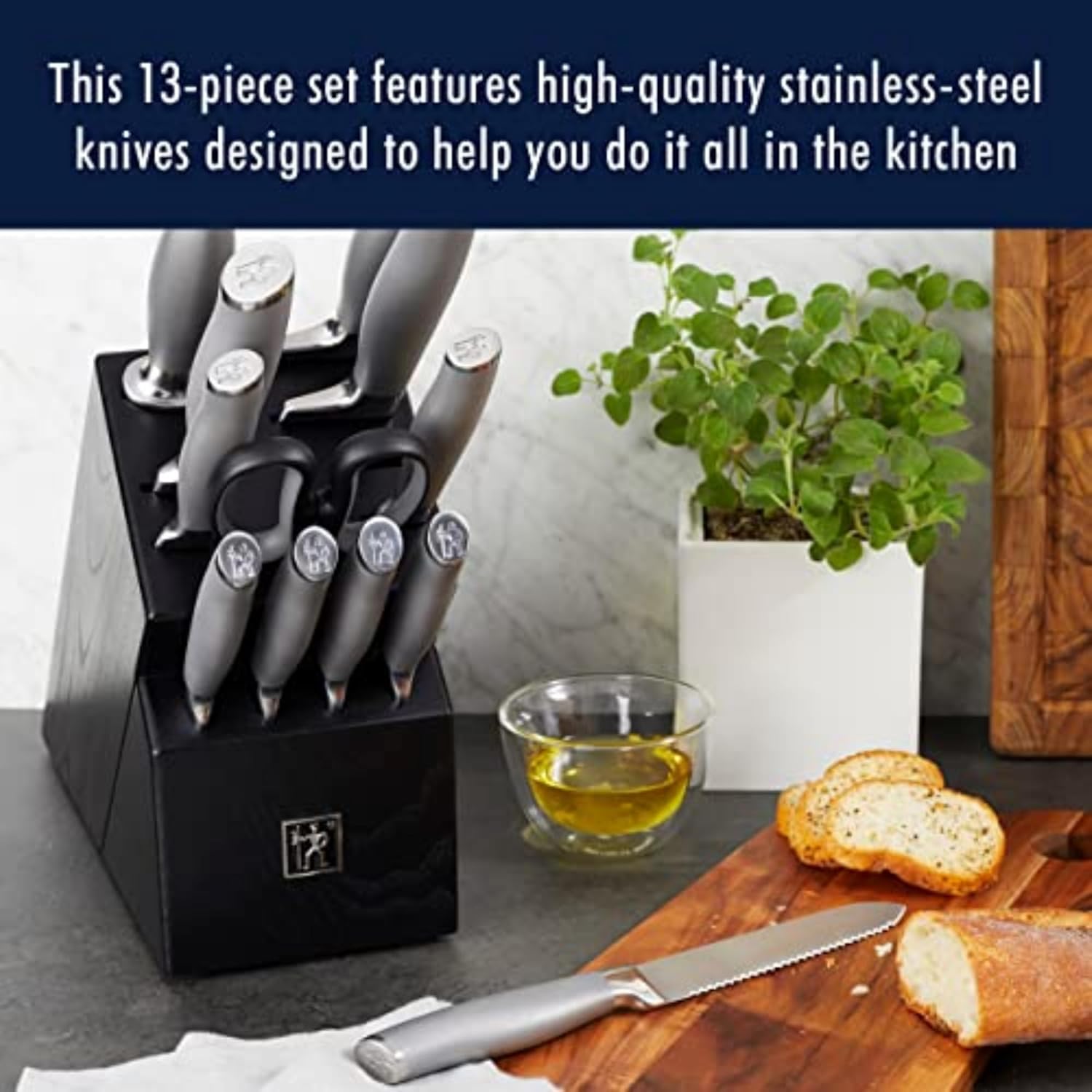 HENCKELS J.A International Modernist 13-pc Knife Block Set, Black…