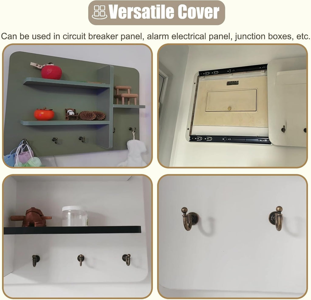 Sliding Door Electrical Panel Box Cover Wooden, Wall Mounted Hide Breaker Box Cover for Circuit Distribution Box, Indoor Meter Box Covers(Style/F,60x40cm(23 5/8x15 3/4'))