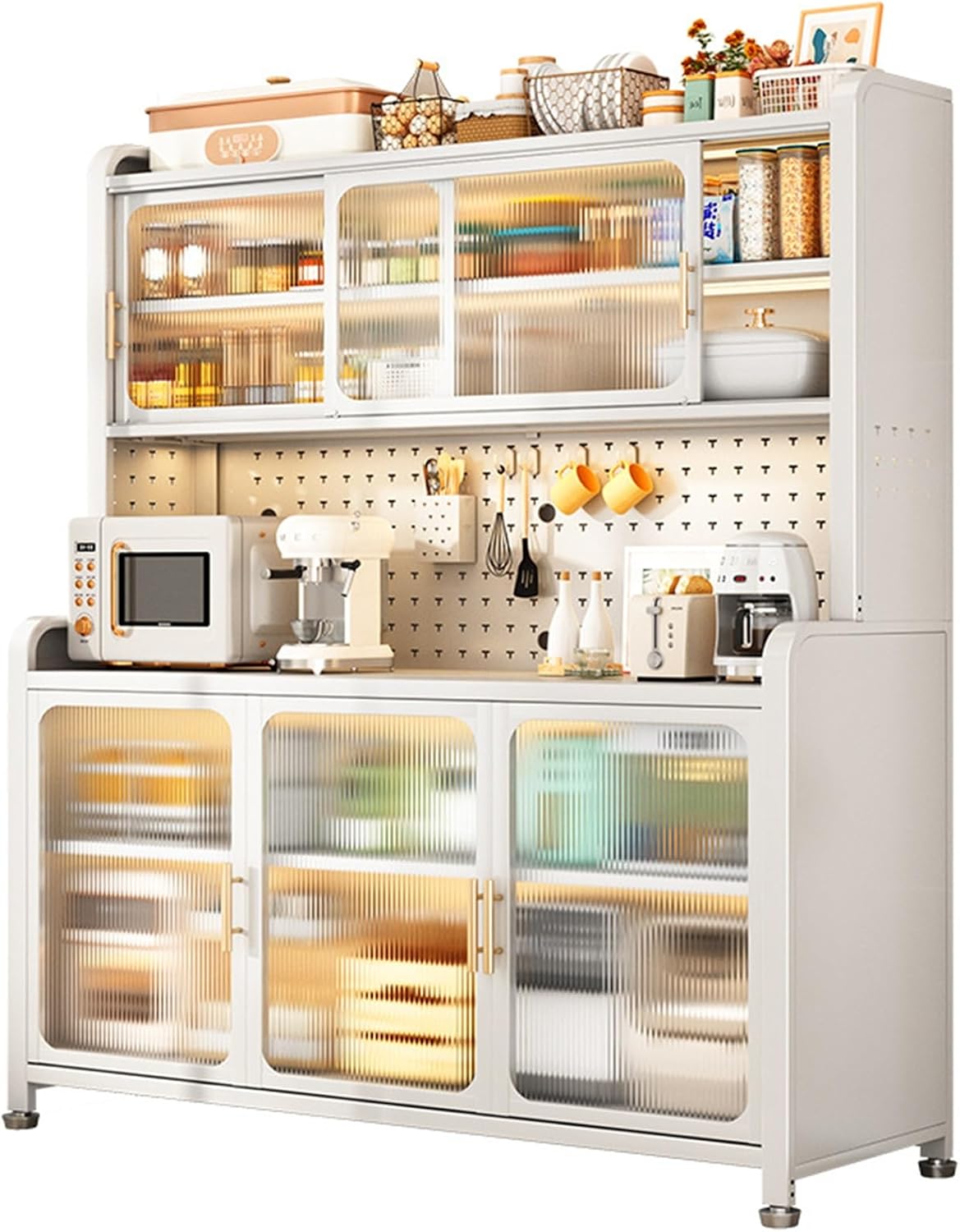 6-Tier Bakers Racks for Kitchens, Kitchen Cabinet, DIY Backplane Creative, Open Operator Console, Large Kitchen Cabinet for Dishes, Pots and Pans (Size : 99cm/39in)