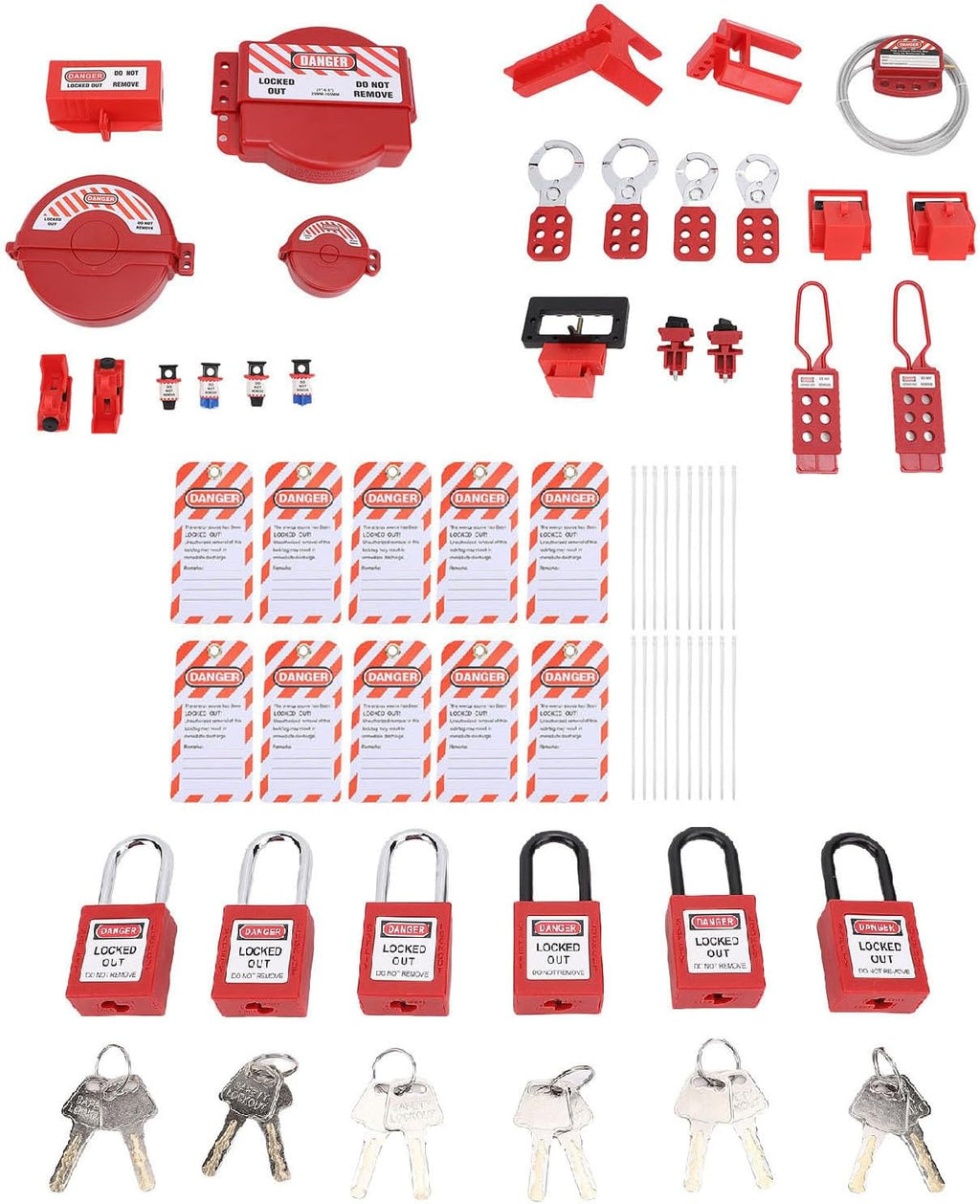 Yinhing Lockout Tagout Kit Electrical Loto, Clamp On Circuit Breaker Lockout Group Hasps Safety Padlocks Set with Tool Box for Industry