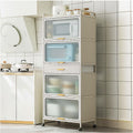5 Tier Kitchen Bakers Rack with Flip Door Microwave Stand Drawer and Casters White 70×170cm Ideal for Home Office Storage & nization