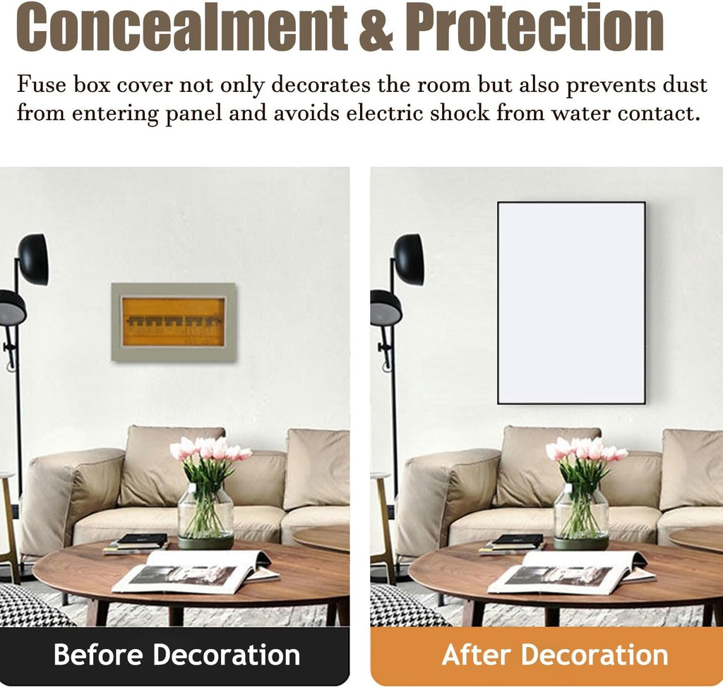 Electrical Panel Cover Solid White Fuse Box Cover Decorative Wall, Farmhouse Electrical Panel Box Cover, Indoor Circuit Breaker Panel Cover to Hide Electric Meter Box(WXH-60 x 70CM-23.6 x 27.6')
