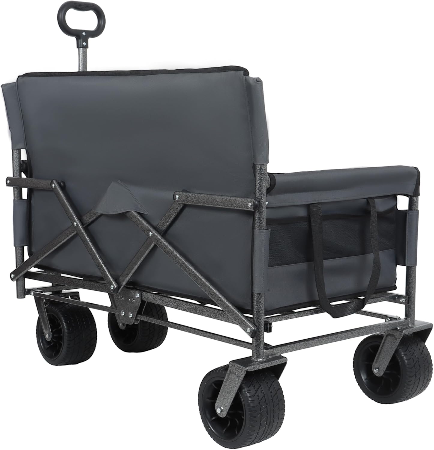 Heavy-Duty 3-in-1 Folding Wagon Cart with Bench Seat & 500lbs Capacity – 180L All-Terrain Utility Cart for Camping, Beach, Sports & Garden – Collapsible & Portable (Gray)