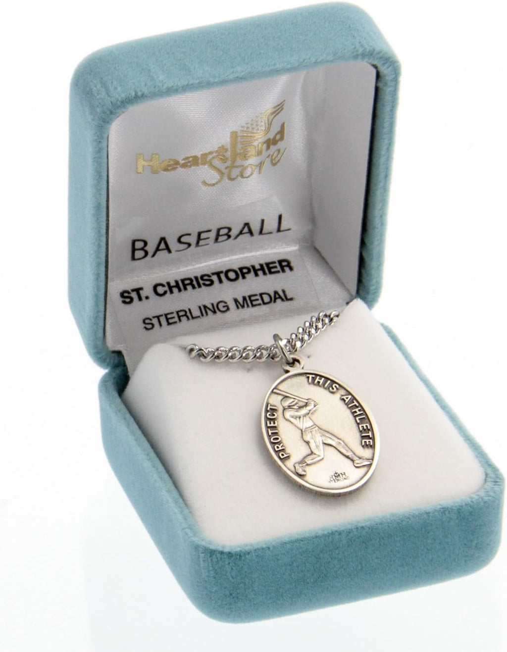Heartland Men's Sterling Silver Saint Christopher Baseball Medal – Made in USA, Custom Chain Options, Ideal Present for Athletes, Baseball Players, and Sports Enthusiasts