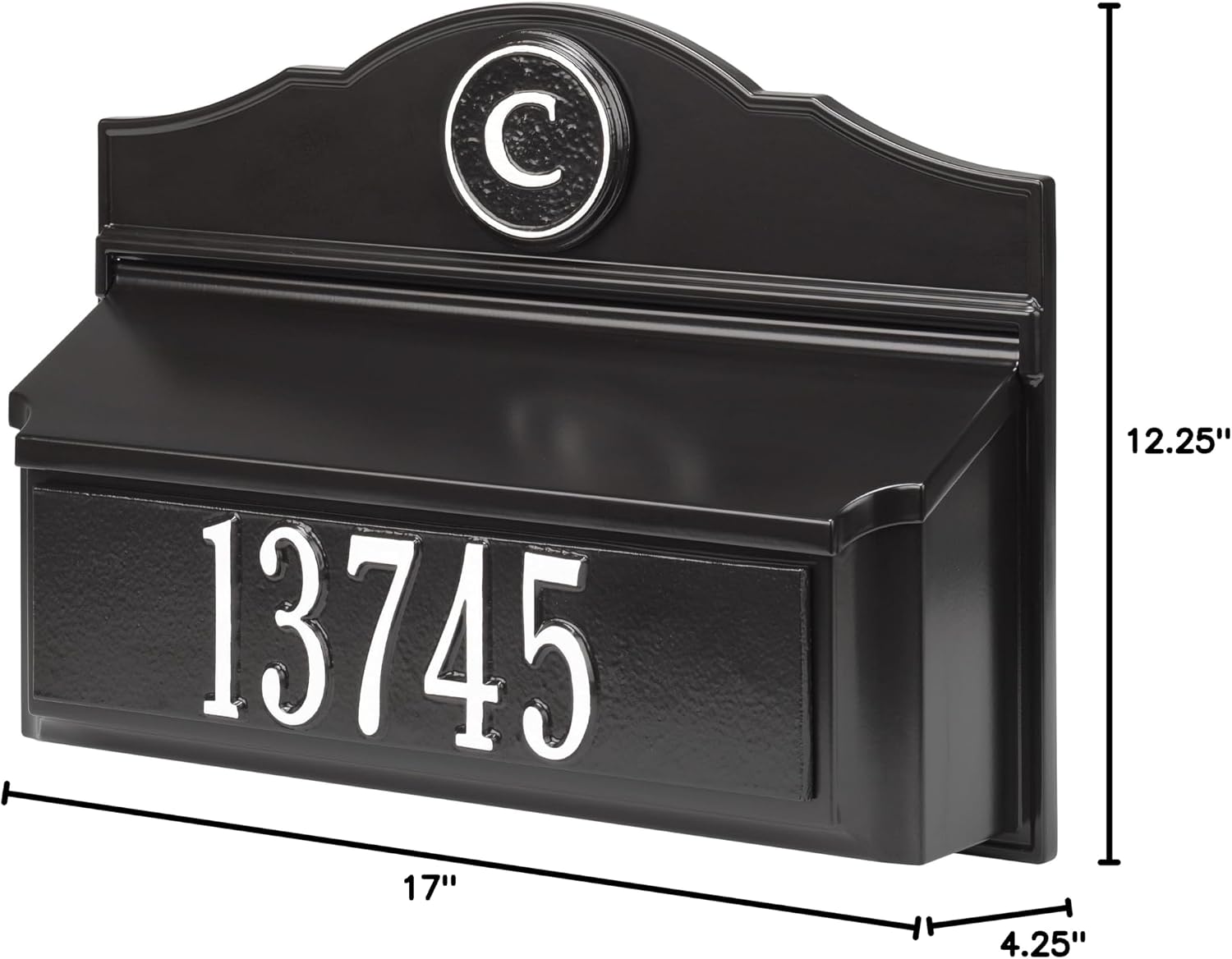 Whitehall Colonial Mailbox with House Numbers, with Personalized Address Plaque and Monogram, Wall Mount Mailbox for Outside