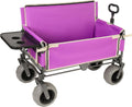 3-in-1 Folding Wagon with Seats and Table, All Terrain Beach Cart with Big Wheels for Sand, 500lbs Heavy Duty Collapsible Wagon for Camping Family Shopping (Purple)