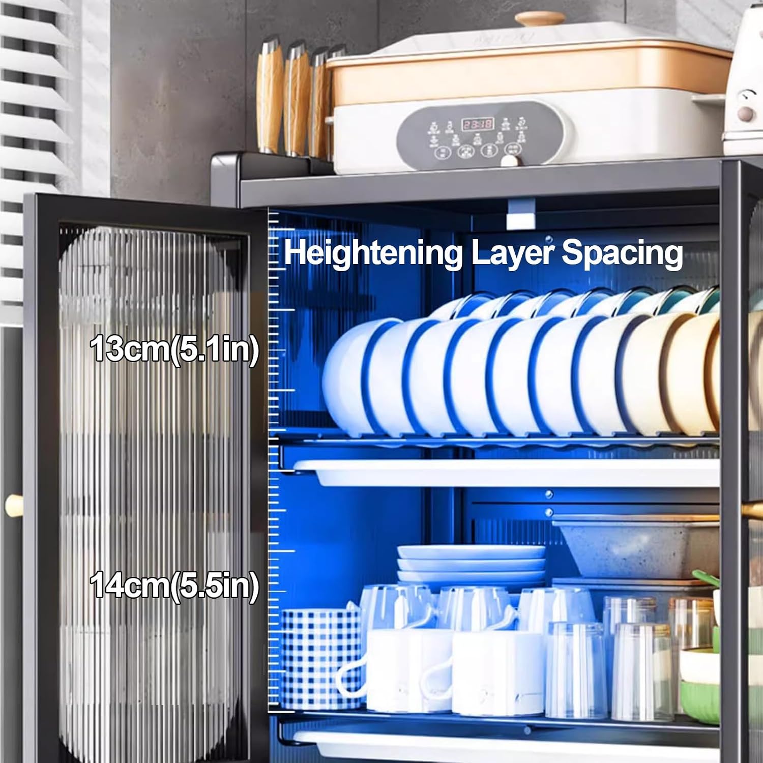 Microwave Stand, Bakers Rack with Storage, Dish Drying Rack, Kitchen Countertop with Drawers Dish Cabinet, Kitchen Storage Cabinet (Color : B)