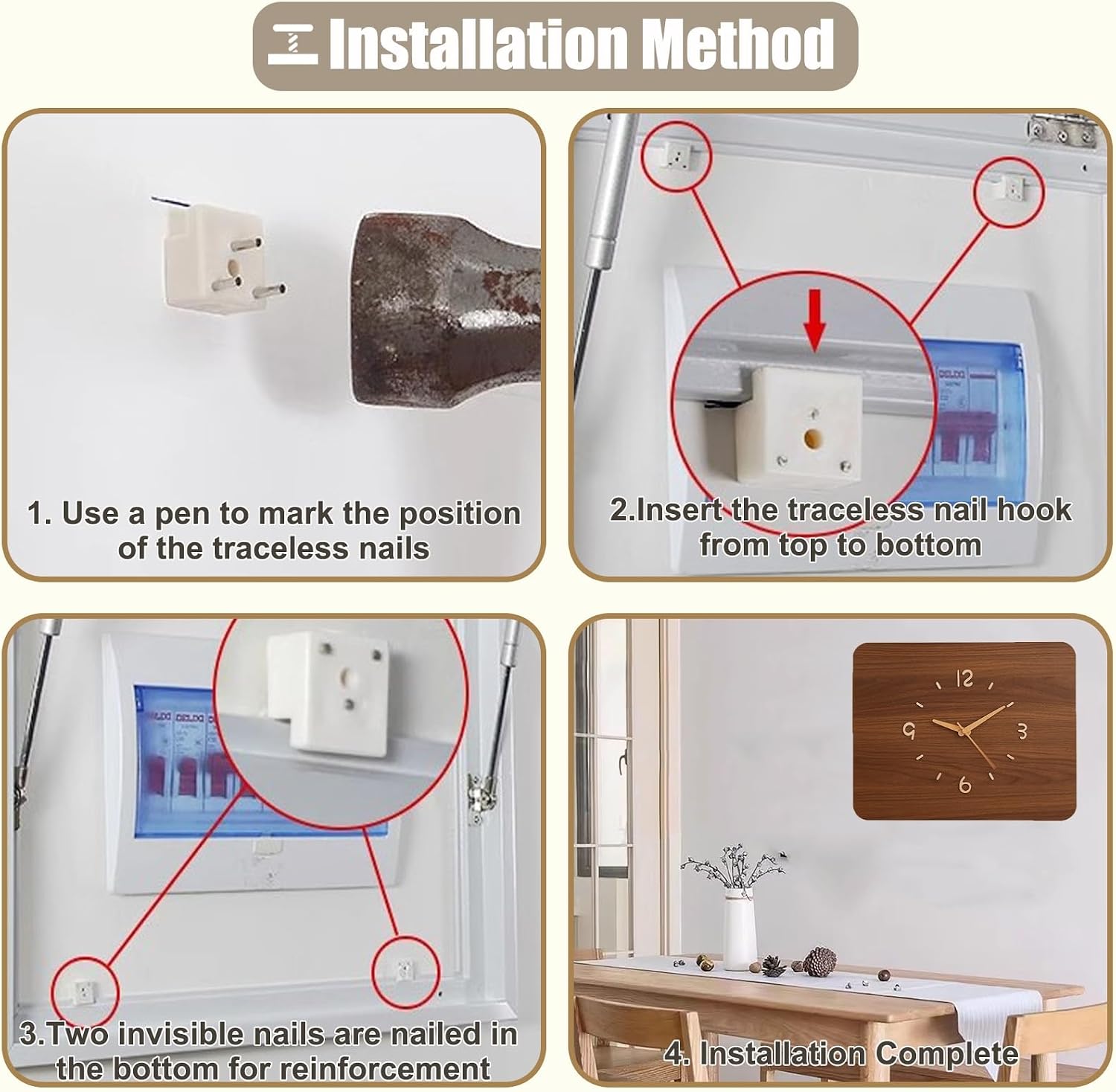 Wooden Electrical Panel Cover with Clock, Decorative Circuit Breaker Box Panel for Hide Wall/Home Decoration, Outside Water Meter Box Covers(47x37cm(18 1/2x14 5/8in))