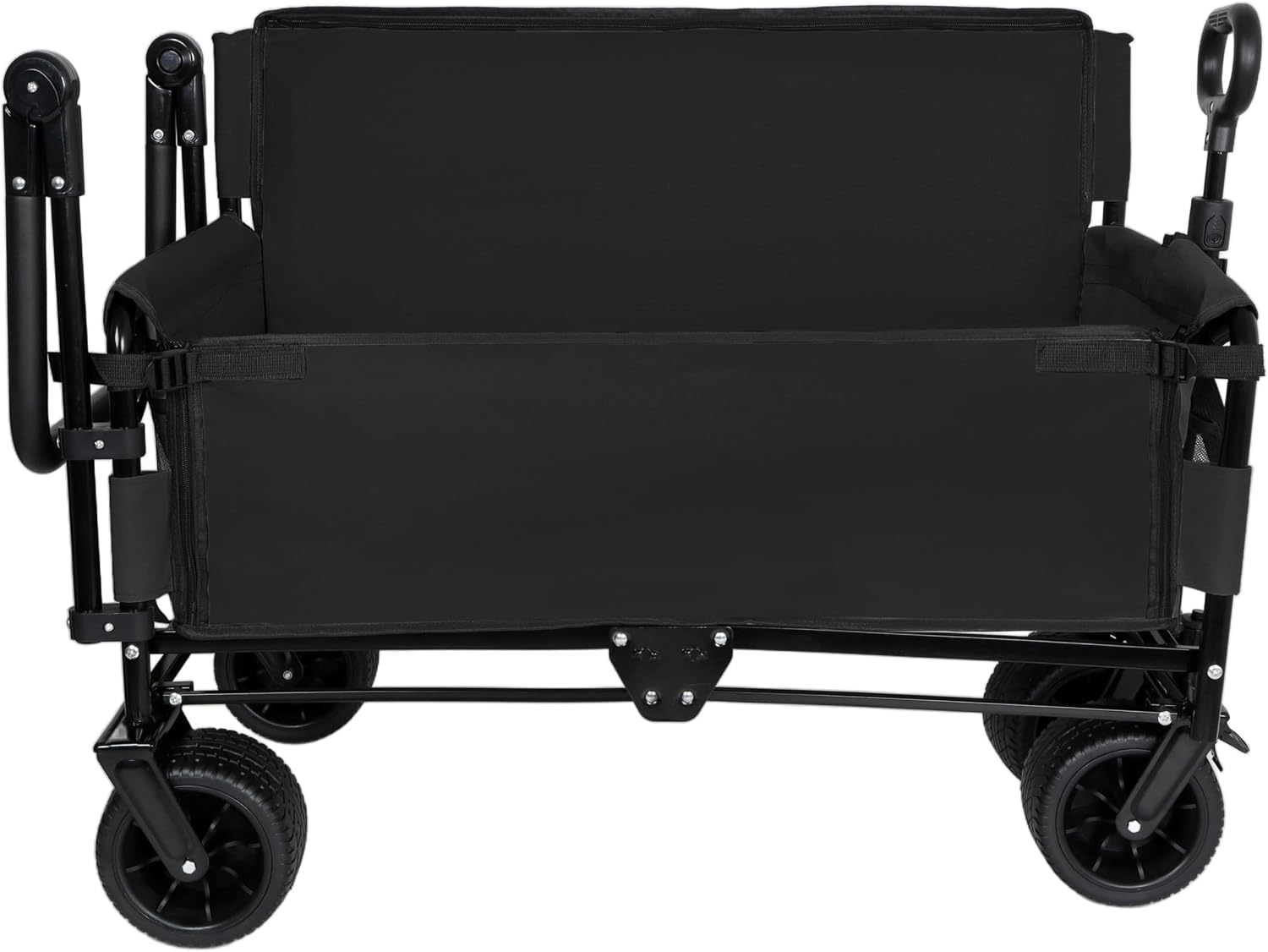 3-in-1 Heavy-Duty Folding Wagon Cart with Adjustable Canopy & Bench Seat – 500lbs Capacity, All-Terrain Utility Cart for Camping, Beach, Sports, Garden Storage (Black)