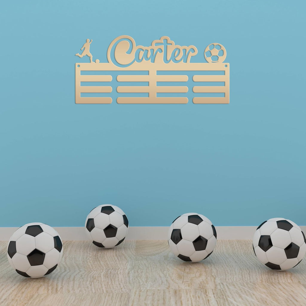 Soccer Medal Display Medal Rack for the Soccer Awards, Wall Art for Kids Room, Makes a Great Christmas or Birthday Gift (30 x 17 inches)