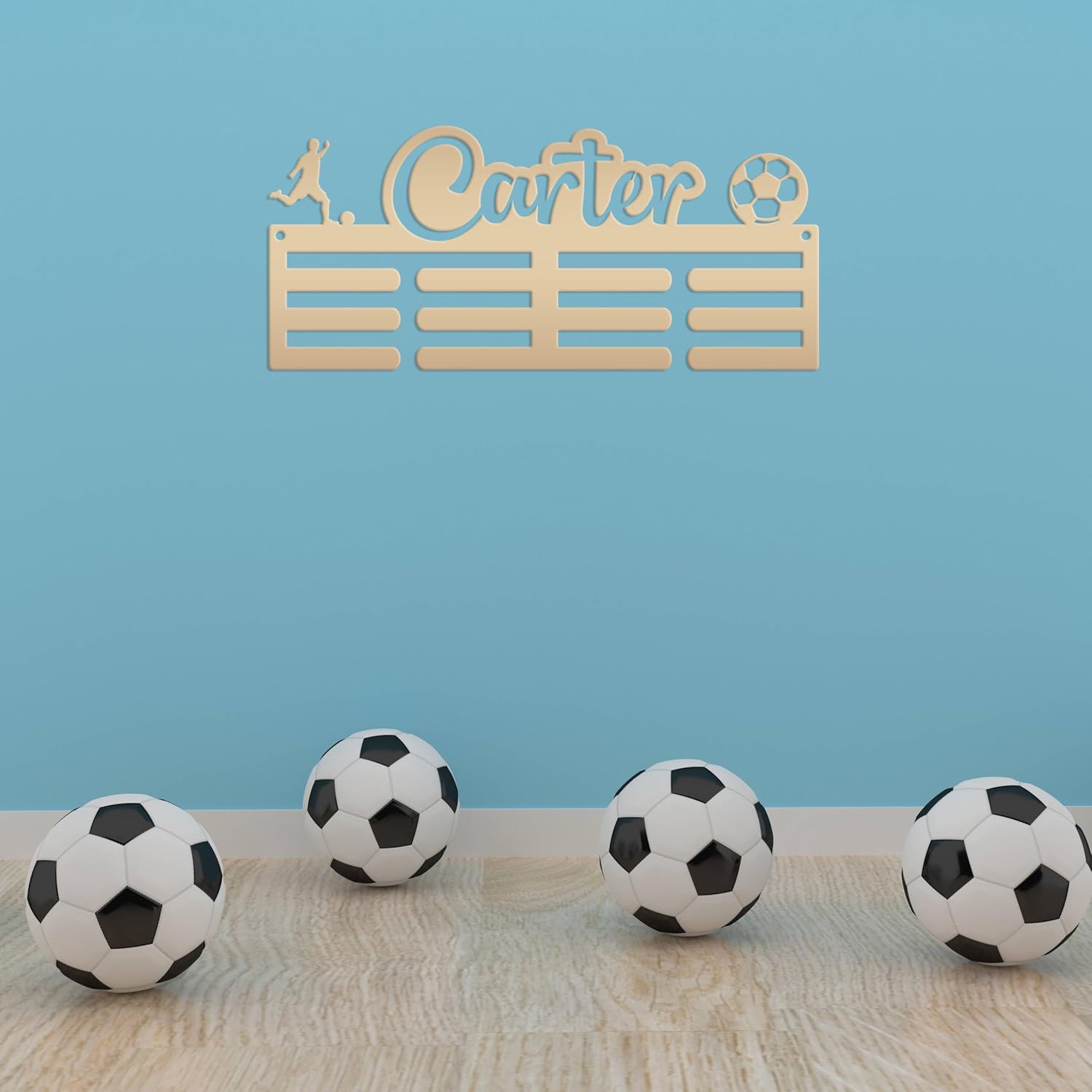 Soccer Medal Display Medal Rack for the Soccer Awards, Wall Art for Kids Room, Makes a Great Christmas or Birthday Gift (30 x 17 inches)