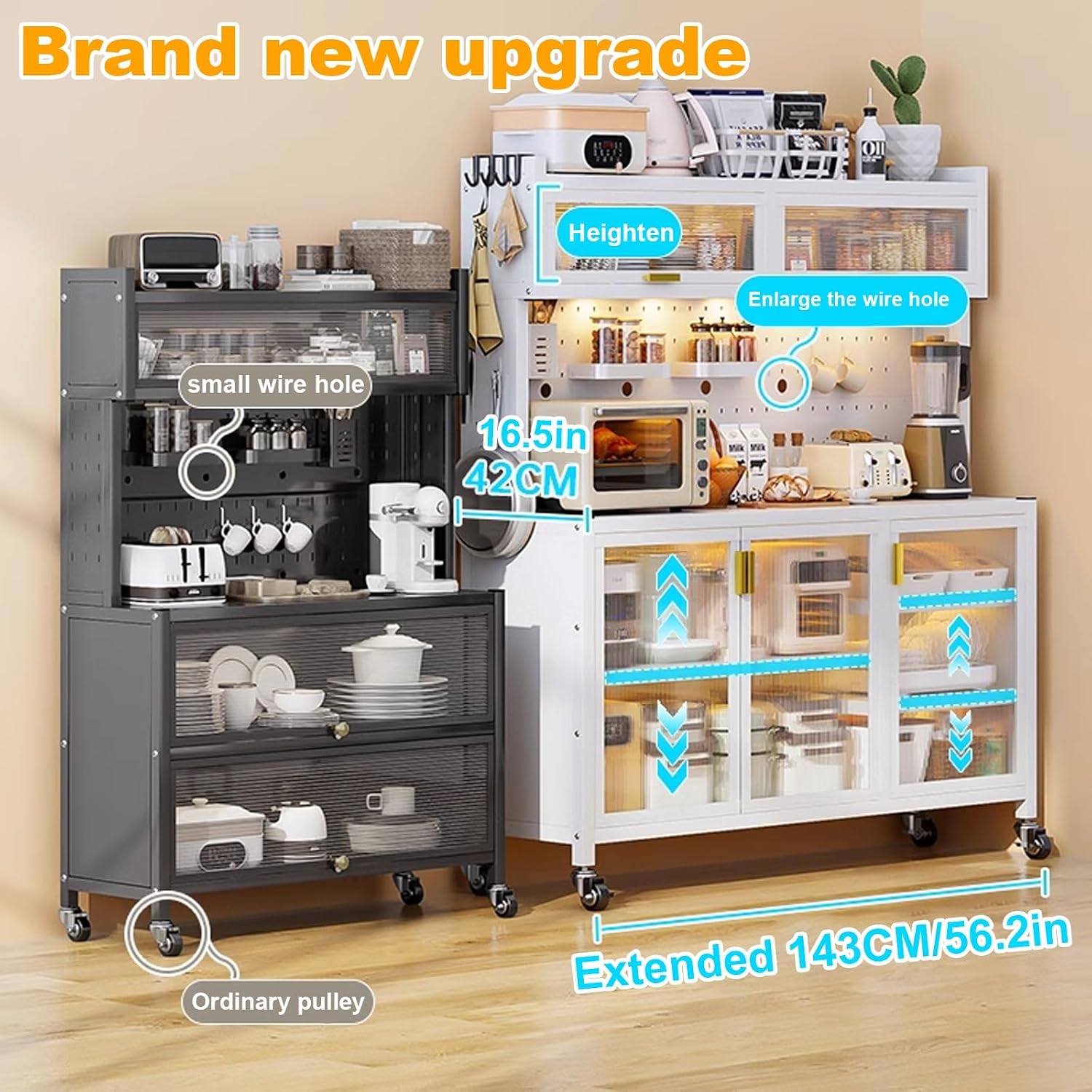Bakers Rack Kitchen Storage 5 Tier Pantry Storage Cabinet, Free Standing Microwave Stand Metal Shelves, Baker's Rack for Kitchen, Dining Room, Living Room (Size : 103cm/40in)