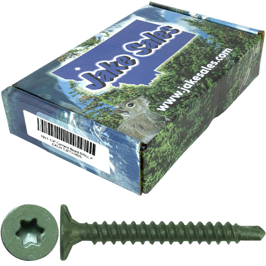10x1-1/4 Drill Point Torx/Star Head Screw for Fastening Cement Backer/Board/Tile Board - T-25 Head 5 Pound CASE 7,245 Screws