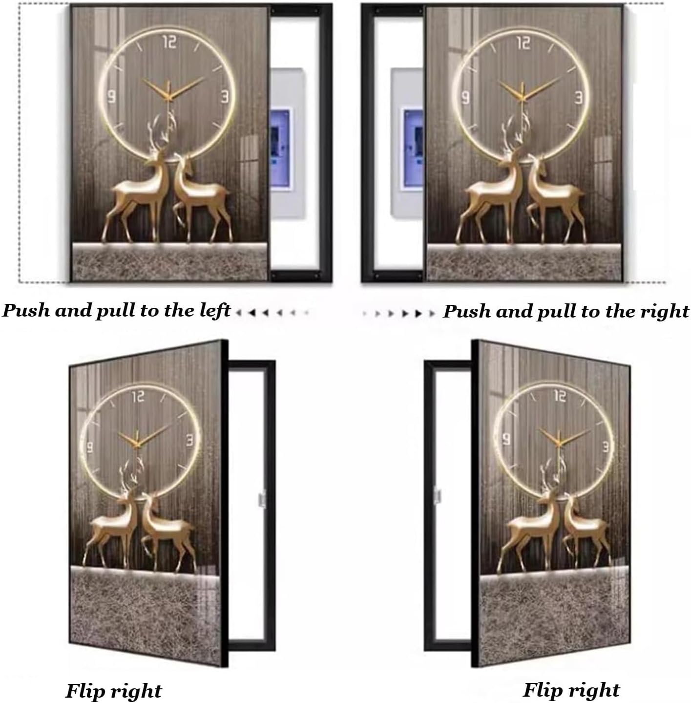 Fuse Box Cover Cabinet, Breaker Box Cover, Decorative Painting of Electricity Meter with Clock, Wall Mounted Hide Electrical Panel Cover Decorative,B,50x100cm