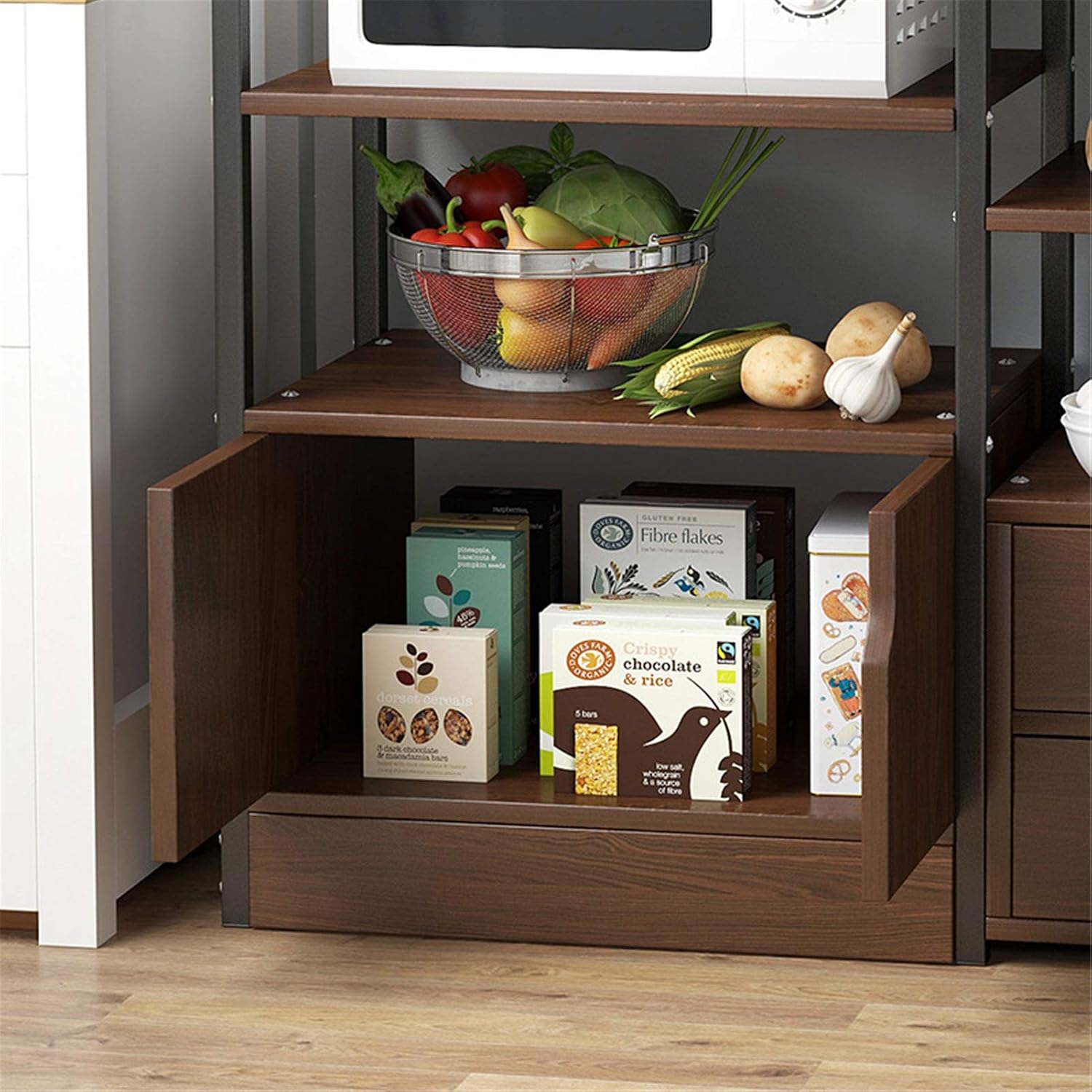 Shelf Unit Microwave Stand With Storage And Drawer Storage Cart Workstation Shelf Multilayer Kitchen Baker's Rack Utility Shelf For Kitchen Cabinet Tableware ( Color : Coffee Size : 80x30x112cm )