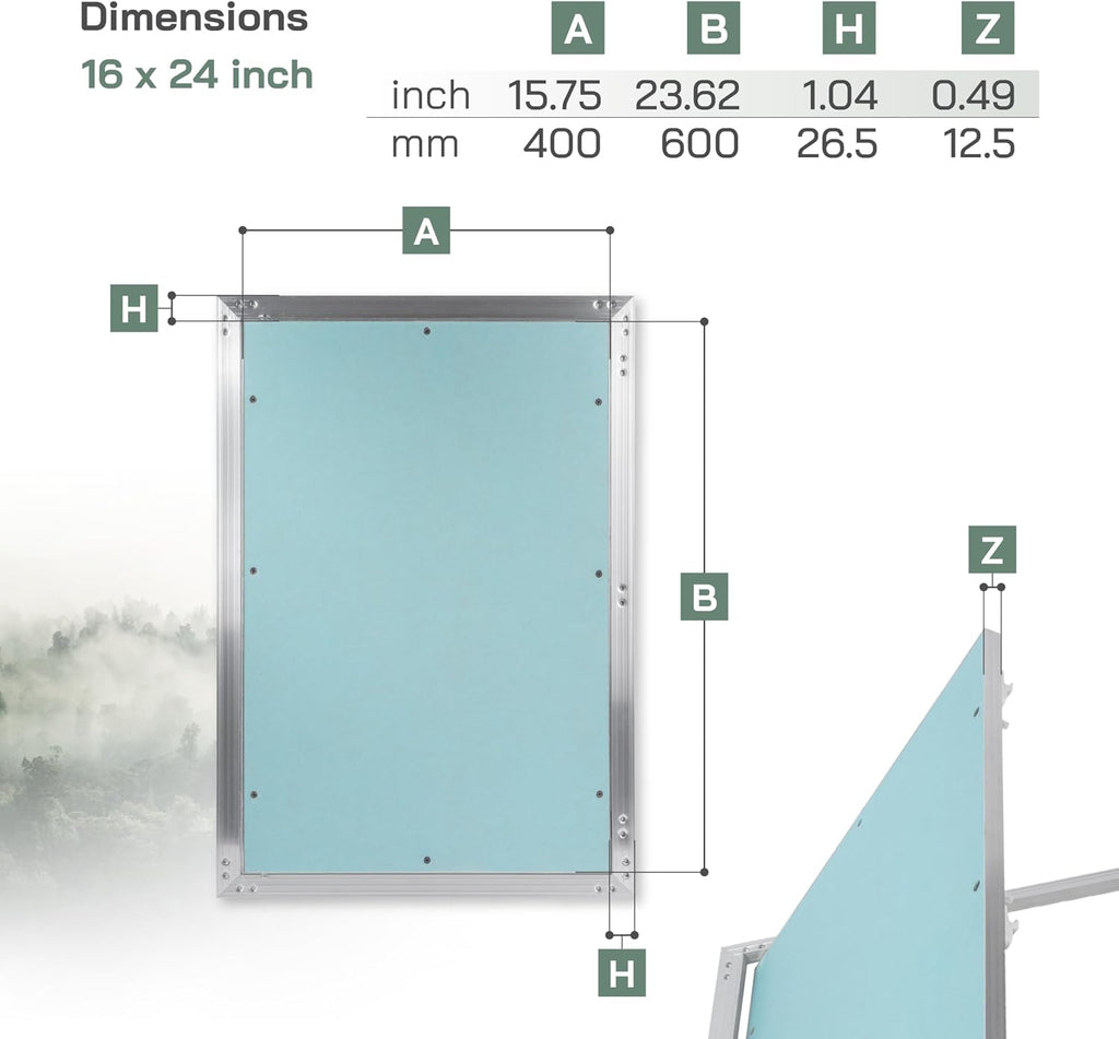 Vent Systems 16' x 24' Inch Access Panel - Drywall, Wall, Electrical, Plumbing Cover Plate - Ceiling, Wall Mount Drywall Access Panel - Metal Crawl Space Door for Home, Garage, Basement, Attic