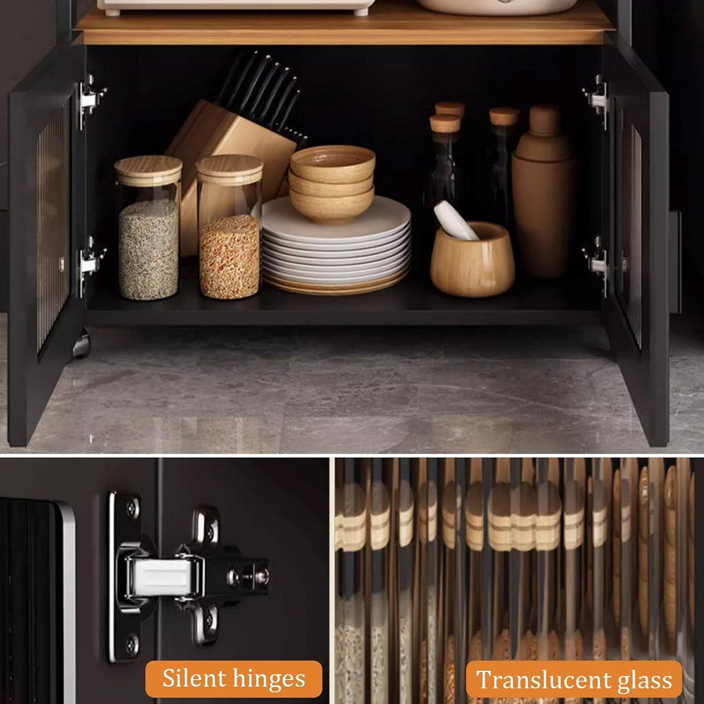 Kitchen Storage Shelves with Drawers and Storage Cabinets, Kitchen Bakers Rack with Universal Wheels, Heavy Duty Microwave Stand for Living Room, Office, Study