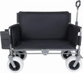 Black Collapsible Wagon, Bench Seat & Storage, All-Terrain Wheels, Steel Frame, Folding Camping Cart for Beach, Sports, Fish, 40.94x20.47x44.29 in