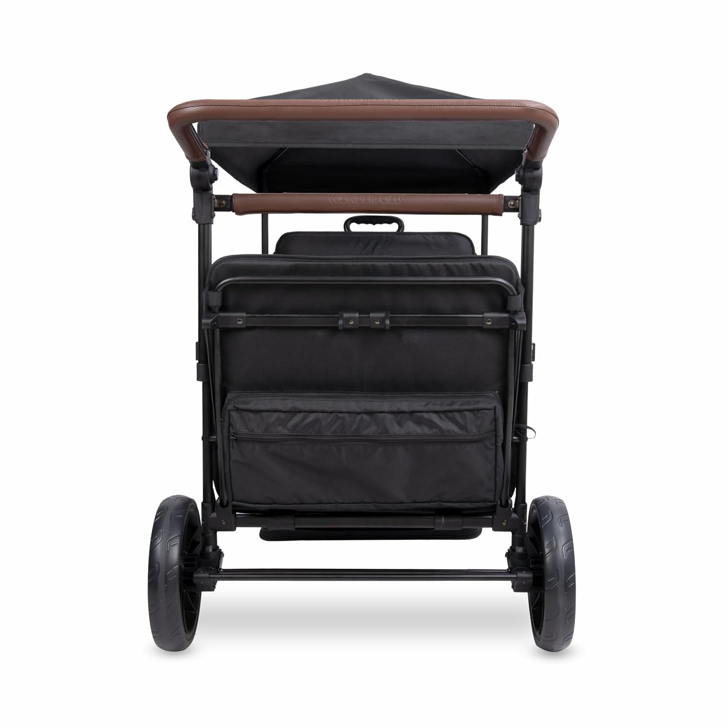 WONDERFOLD X4R Rev Stroller Wagon (4 Seater) - Collapsible Stroller Wagon with 5-Point Seatbelt Harnesses, Reclining Seats & Footwells, Black