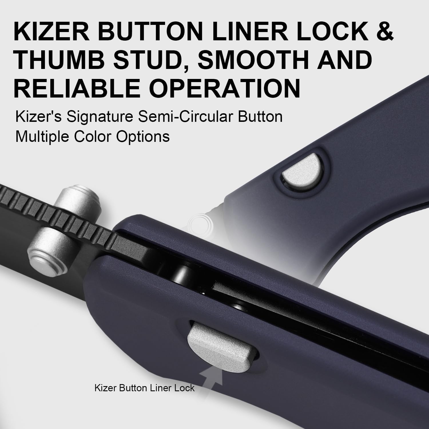 Kizer Drop Bear Zero Pocket Knife, 3.1' Drop Point M390 Blade Folding Knife with Dark Blue Aluminum Handle, Thumb Stud & Button Liner Lock EDC Knives for Camping Hunting Survival Ki3619BDA2