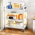 Kitchen Floor Cupboard Tall Storage Cabinet with Flip Doors Adjustable Shelves Kitchen Storage Sideboard with Countertop Free Standing，Microwave Stand with Drawer, 3-Tier Baker's Rack on Whe