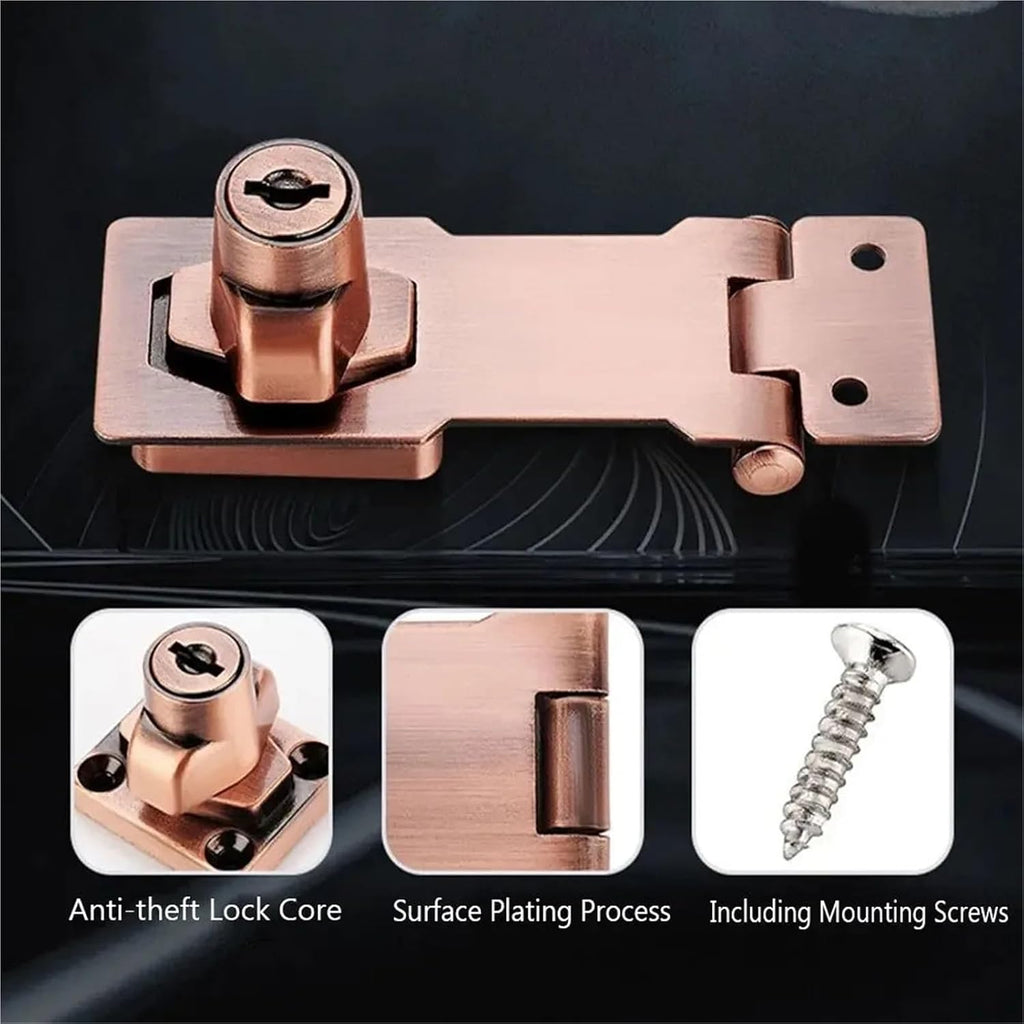 keyed hasp lock, Keyed Hasp Locks Pack of 2 Zinc Alloy Multicolor .5-4 Inch(4 Inchbronze)