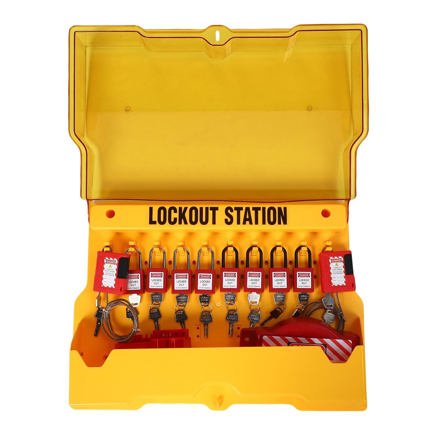 Lockout Tagout Station with Loto Devices, Lock Out Tag Out Kit Wall Board, 8 Padlocks, 20 Tags 3 Hasps 6 Circuit Breaker Locks, Electrical Lockouts Kit