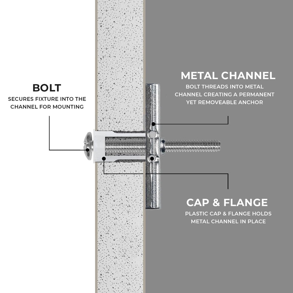 250-Pack 3/16'-24 Heavy Duty Quick Toggle Anchors with Bolts Set | for Drywall, Metal Studs, and Concrete Block | Holds 240+ Lbs. | 250 Toggles + 250 Bolts