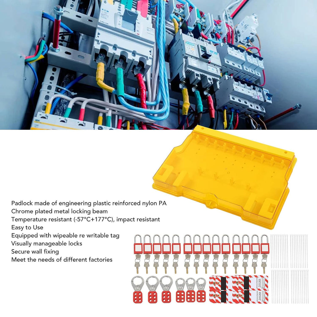 Lockout Tagout Station, Loto Kits, Lock Out Tag Out Kits, Security Lock Set, Including Padlocks Keys Hasps Hangtags Visual Lockout Kit Board, for Factory Warehouse