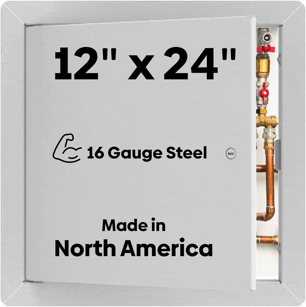 BEST BA-AHD 12' x 24' Metal Access Panel with Concealed Pin Hinge, LEED Compliant 16-Gauge Steel Access Door for Non-Rated Drywall/Ceilings, White Drywall Panel with Rounded Corners, Screwdriver Latch