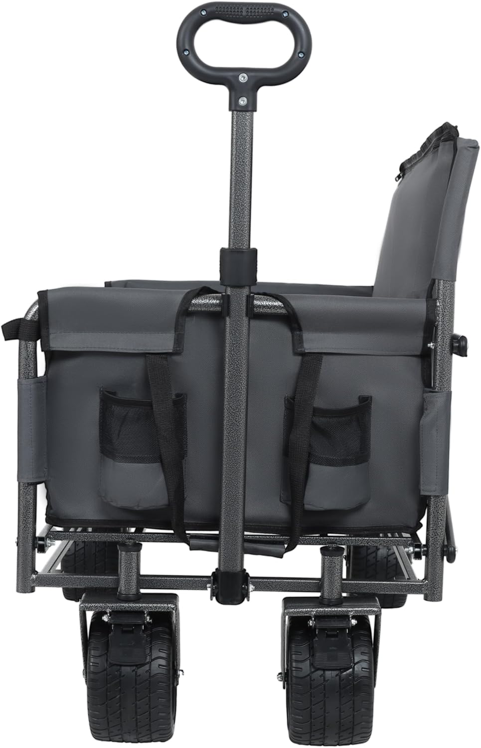 3 in 1 Convertible Folding Wagon Cart with Bench Seat Storage 500lbs Heavy Duty Utility Wagon, 180L Capacity All Terrain Wheels for Camping, Beach, Sports, Garden, Gray