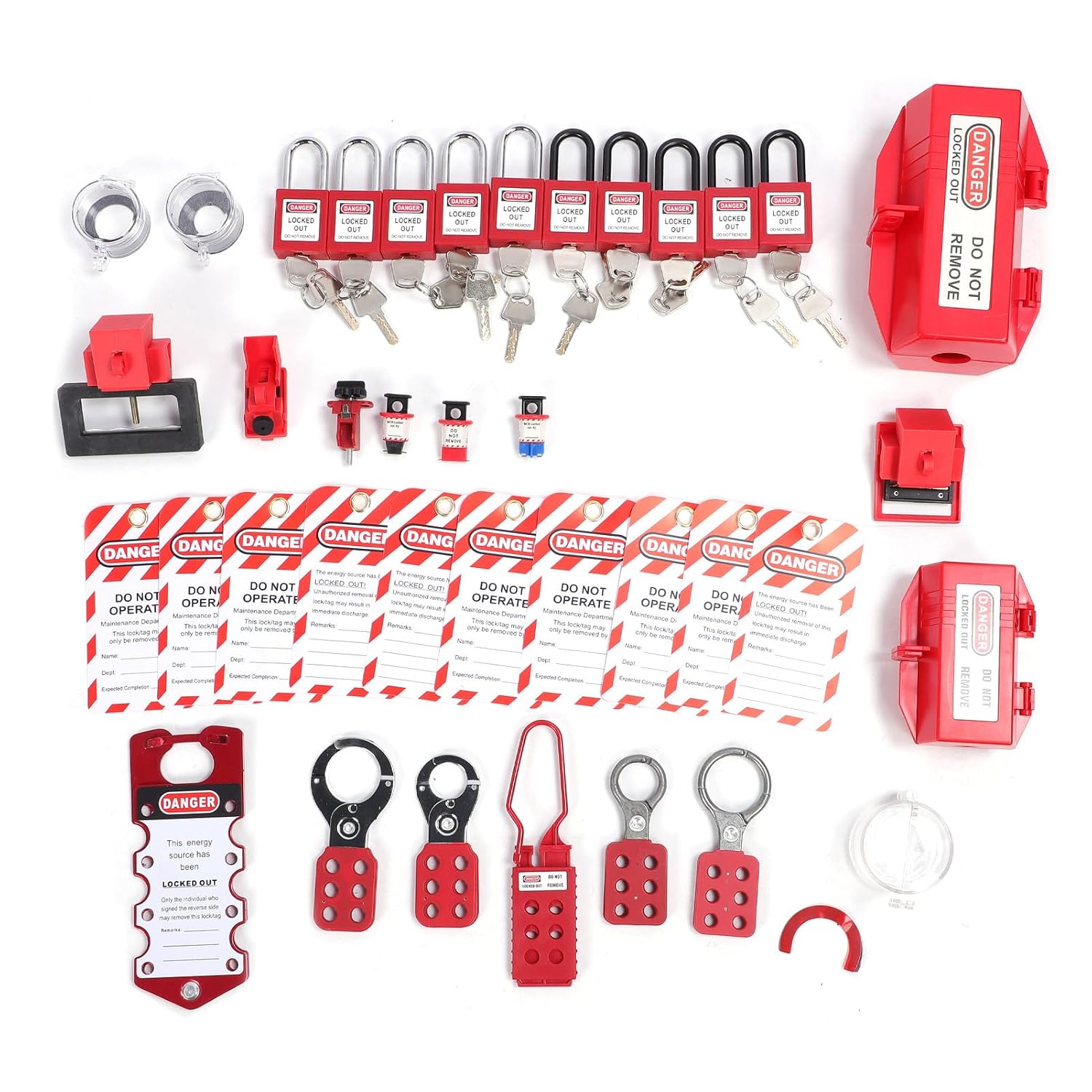 Lockout Tagout Kit Group,Clamp On Circuit Breaker Lockout,Lockout Tagout Station with Loto Devices,Group Lockout Hasps for Industry