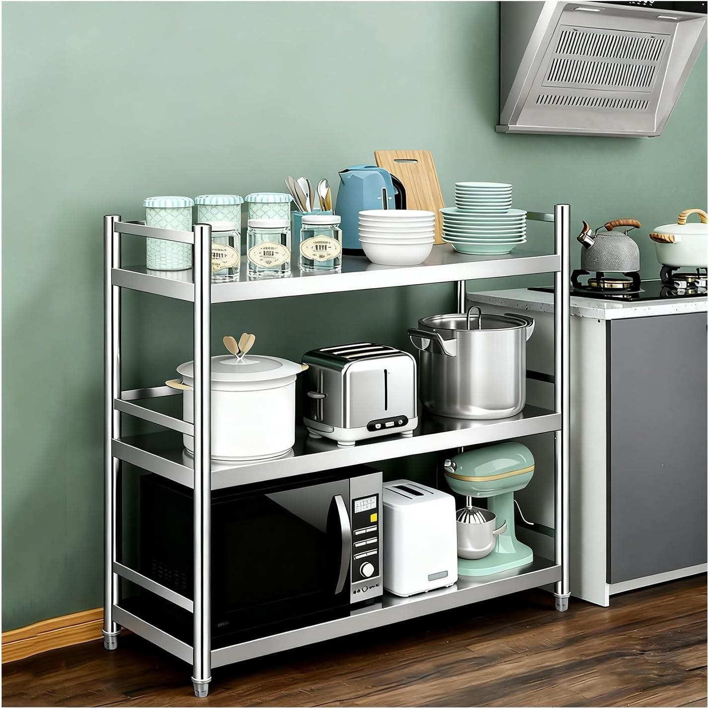 Microwave Rack，Bakers Racks for Kitchens，Kitchen Microwave Stand with Storage，Multi-Layered Storage Space, Suitable for Bedrooms, Balconies, Living Rooms, Etc.(80 * 40 * 100CM)