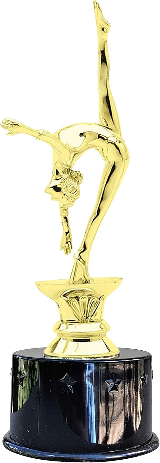 Express Medals Female Girls Gymnastics 2 Award Trophy Party Favor Gift Prize Including 4 Gold Color Decals to Custom Personalize The Black Round Base
