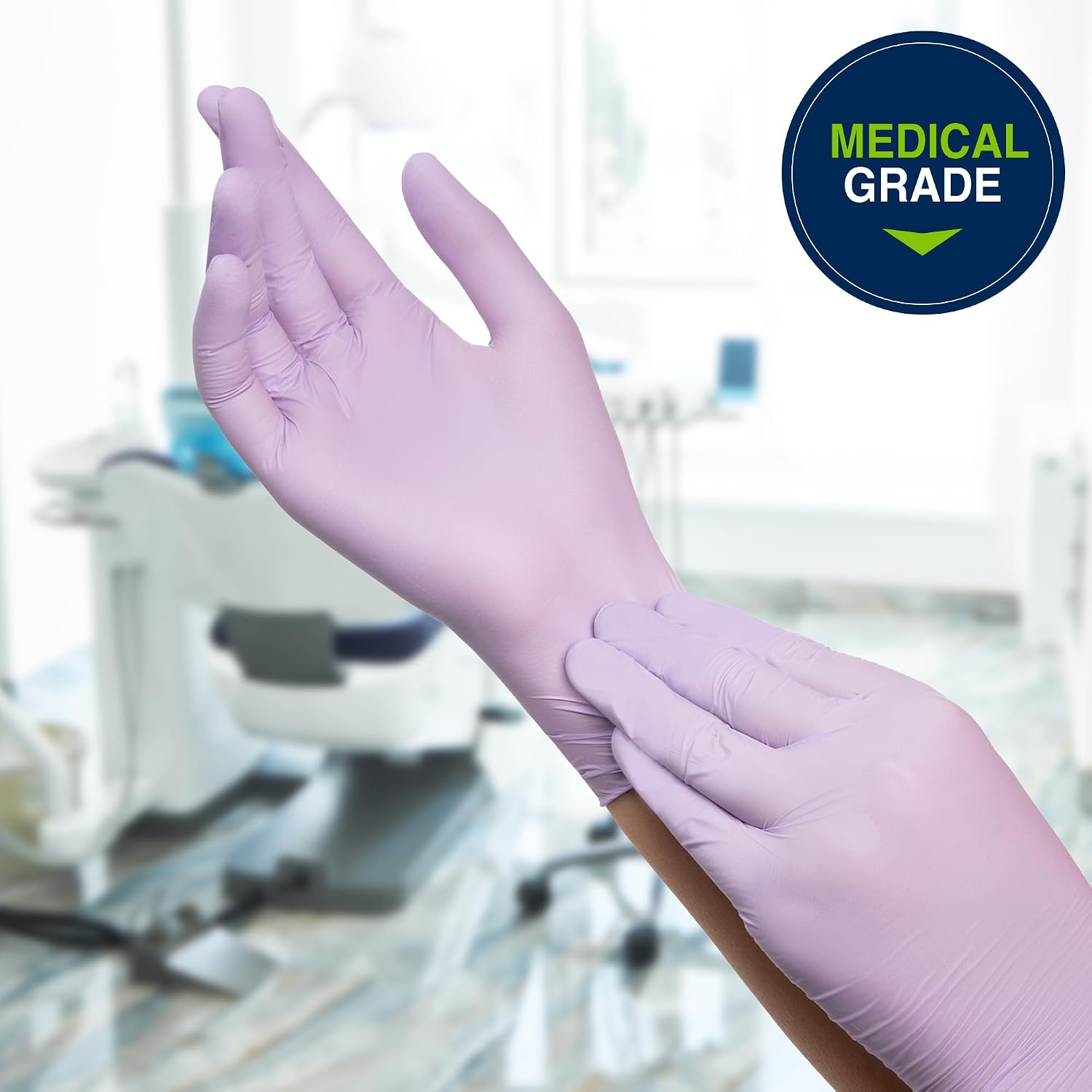 HALYARD Lavender Nitrile Exam Gloves, Disposable, Household Cleaning Supplies for First Aid, Beauty, Baby Care, Pet Care, 3.1 mil, Large, 52819 (Case of 2500)