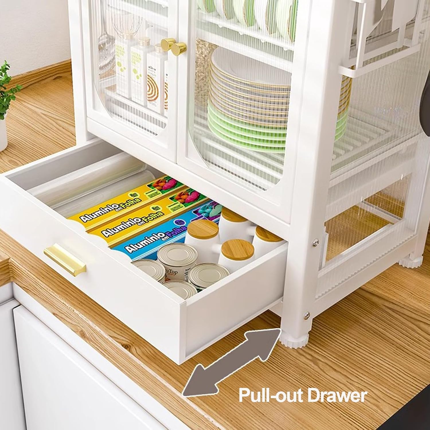 Kitchen Storage Cabinet, Dish Drying Rack, Bakers Rack, Dish Rack for Kitchen Counter, Microwave Stand, Kitchen Cabinets，with Drawer (Color : A)