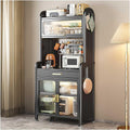 5 Tier Black Kitchen Bakers Rack with Adjustable Shelf Drawer and Pantry Storage 70×23.6in Stand for Microwave Buffet Coffee Bar Cabinet