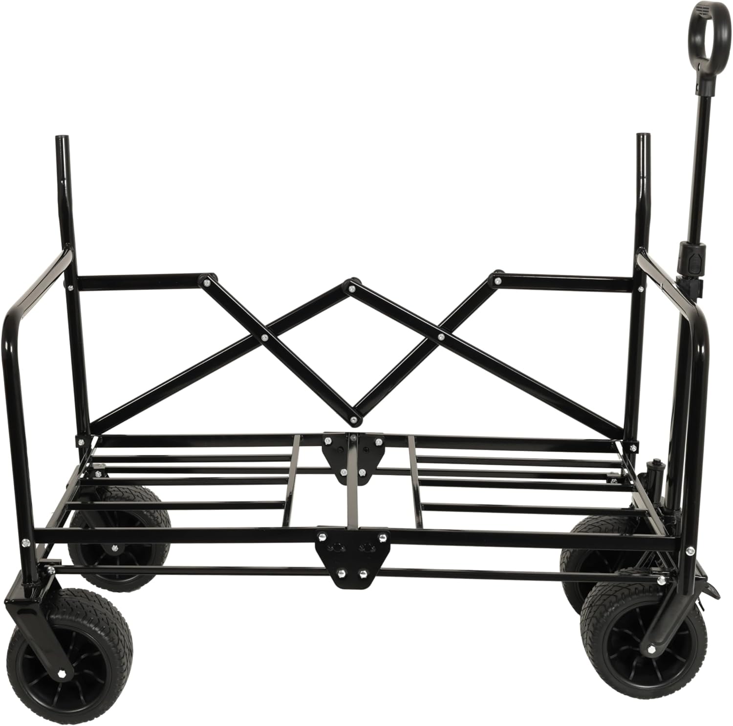 3-in-1 Heavy-Duty Convertible Folding Wagon Cart with Bench Seat & Storage – 500lb Capacity, 180L All-Terrain Wagon for Camping, Beach, Sports, & Garden – 360° Swivel Wheels (Orange)